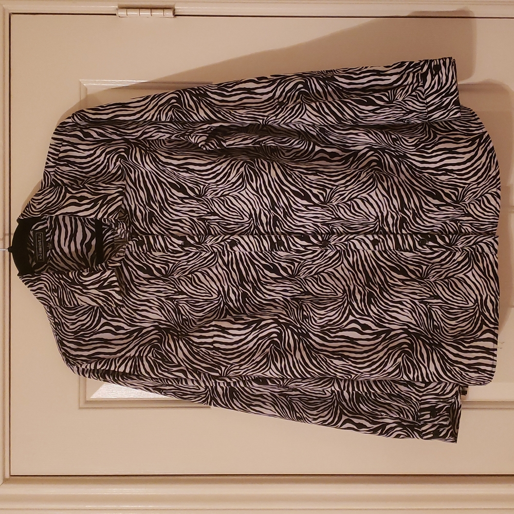 elementz Zebra Print Long Sleeve Blouse Sz L
